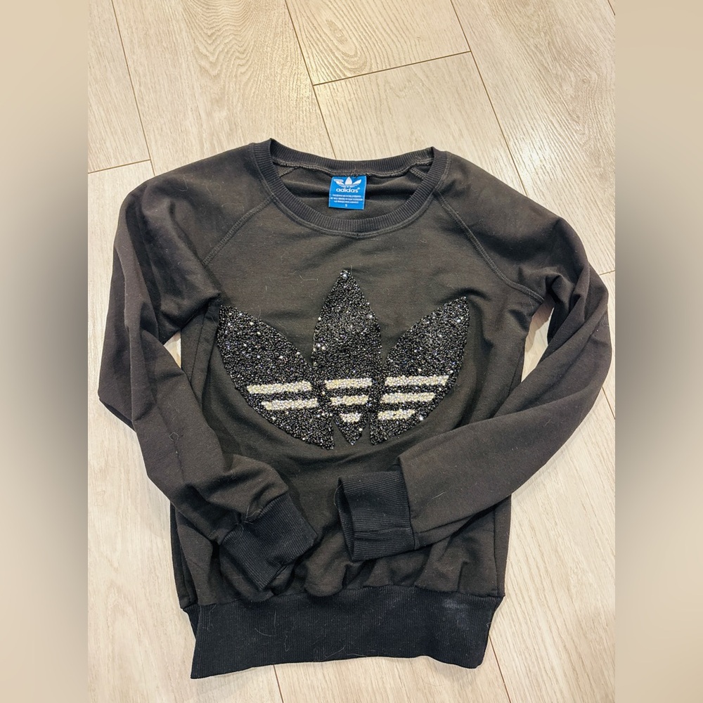 Adidas youth/womans Black and White Logo Sweater